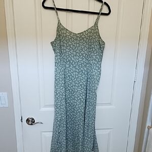 ROMWE Green Floral Midi Dress